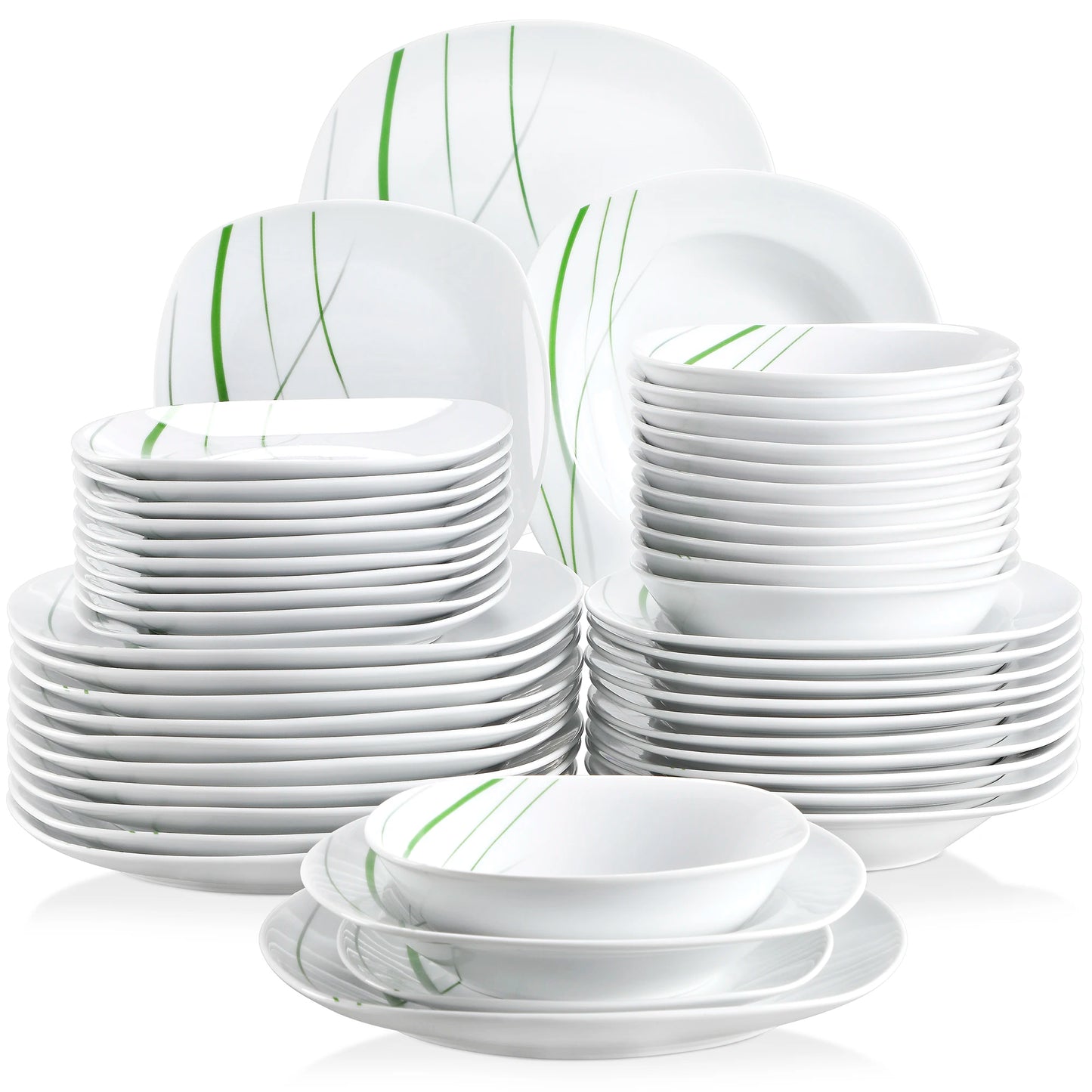 MALACASA Aviva Porcelain Dinnerware Set Includes Soup Plate Bowl